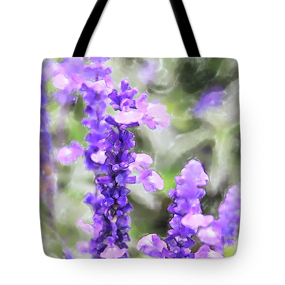 China Tote Bag featuring the digital art Sage Flowers Watercolor by Tanya Owens