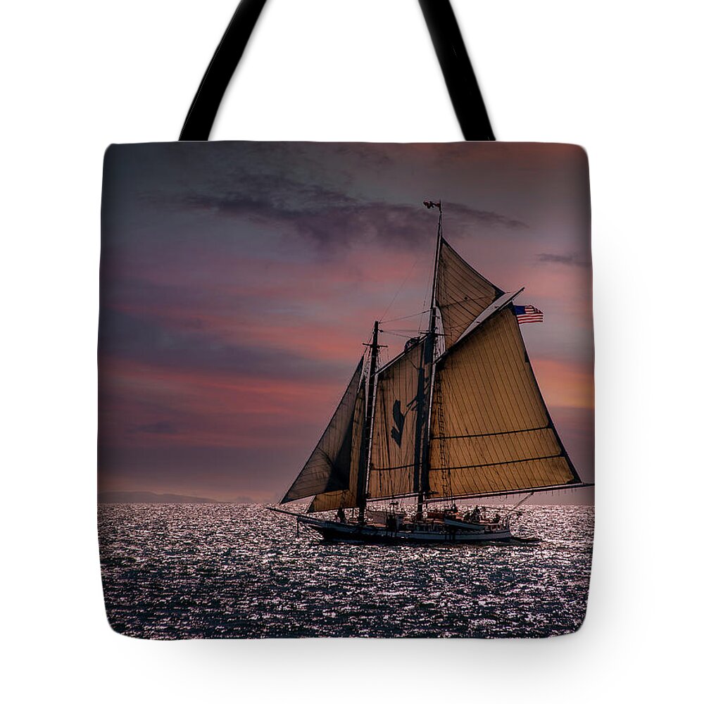 Windjammers Tote Bag featuring the photograph Sailing at Sunset by Fred LeBlanc