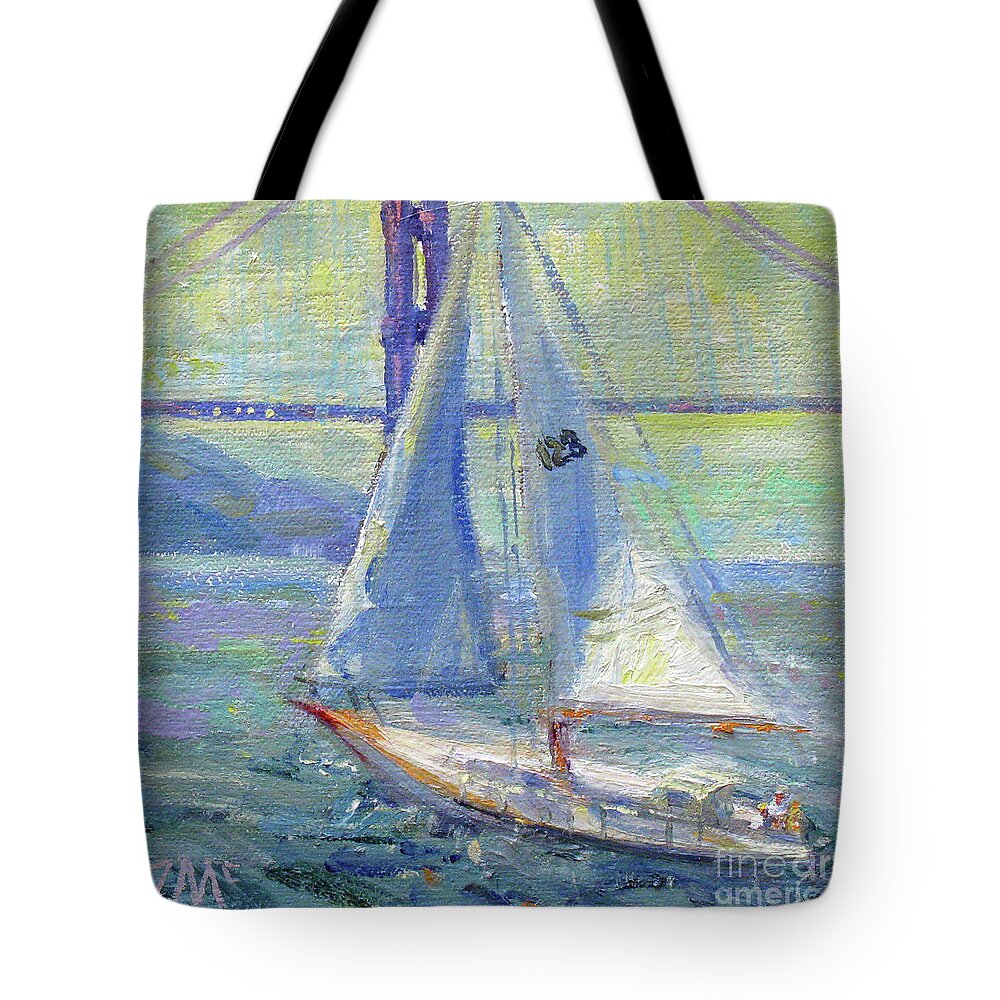 Sail Boat Tote Bag featuring the painting Sailing Golden Gate by John McCormick
