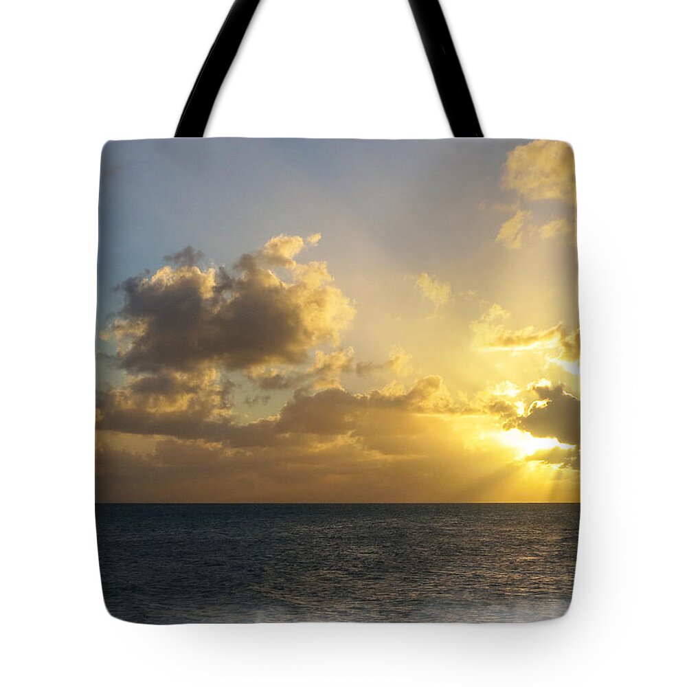 Sunset Tote Bag featuring the mixed media Sailing Home by Moira Law