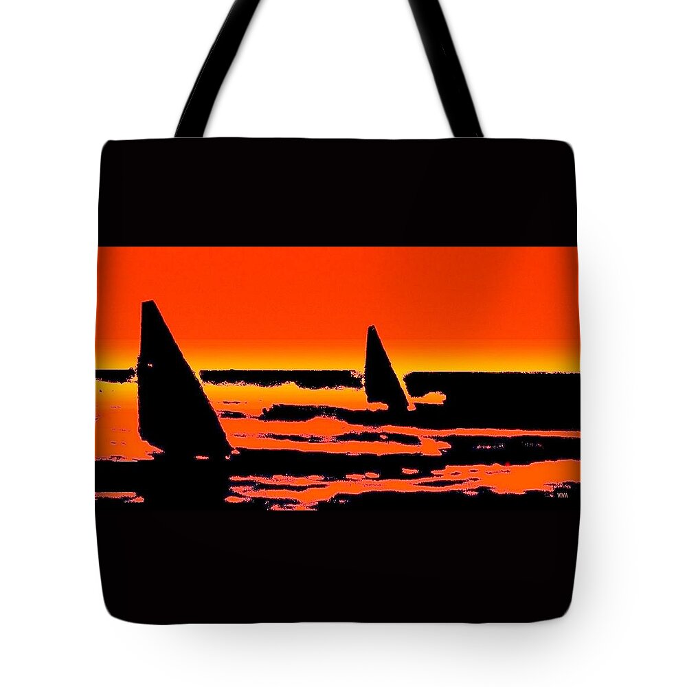 Sailiing Tote Bag featuring the photograph Sailing In Paradise - Silhouette by VIVA Anderson