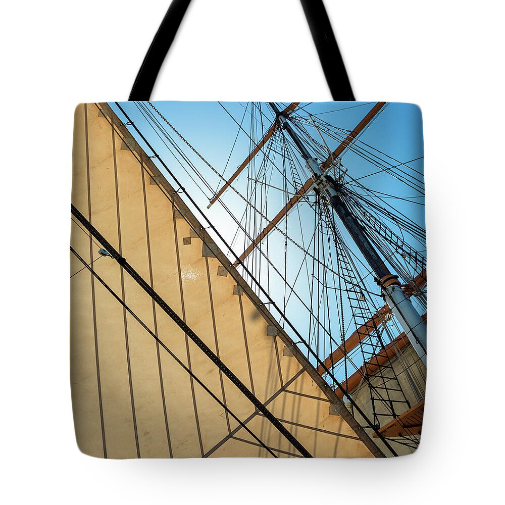 Sails Tote Bag featuring the photograph Sails and Rigging #1 by Mike Schaffner