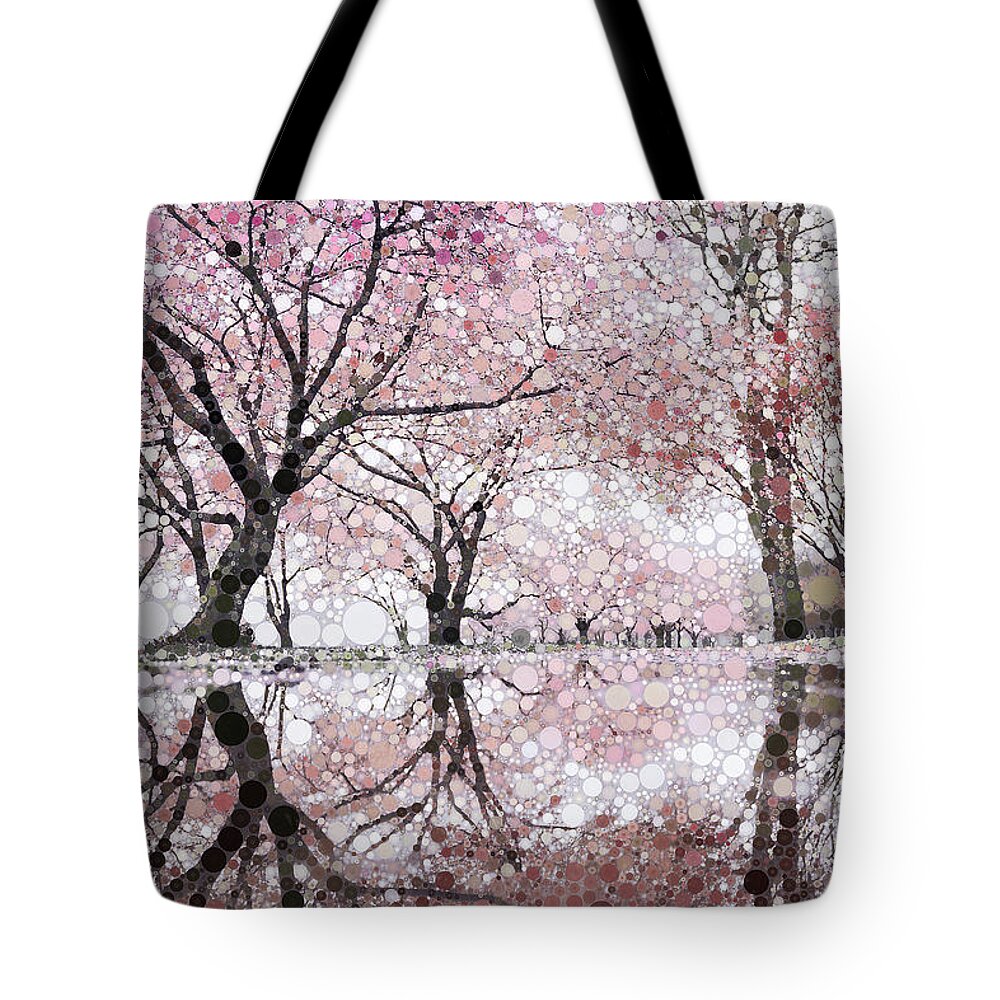 Japan Tote Bag featuring the mixed media Sakura Spring Pink by Susan Maxwell Schmidt