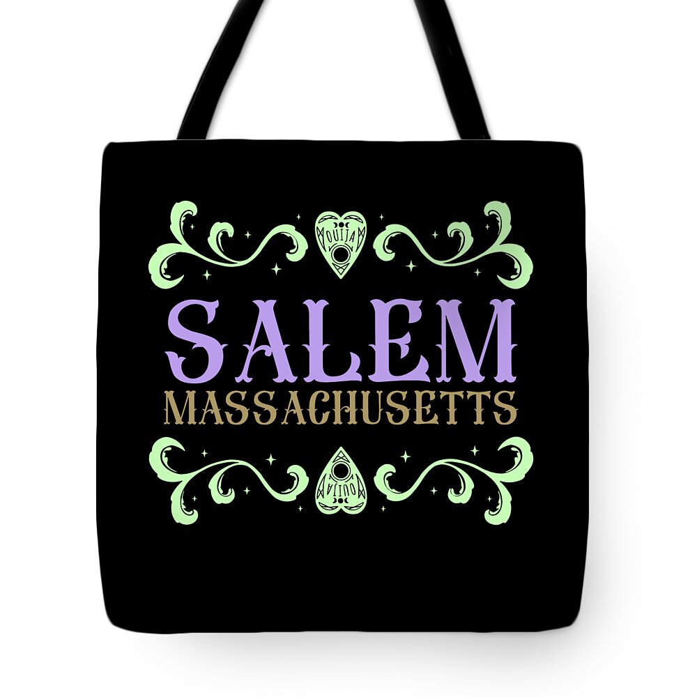 Halloween Tote Bag featuring the digital art Salem Massachusetts Ouija Love by Flippin Sweet Gear