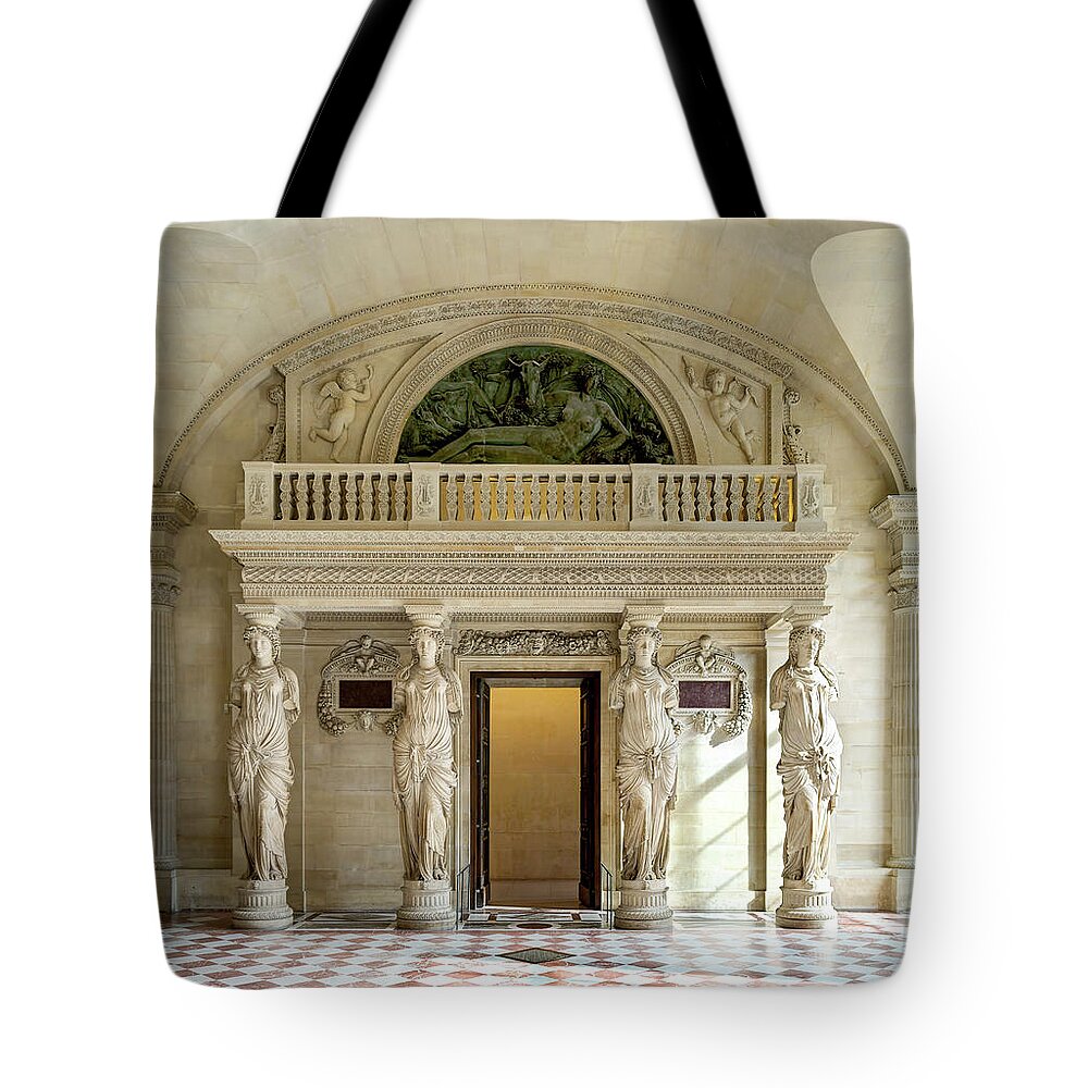 Room Of The Caryatids Louvre Paris Tote Bag featuring the photograph Salle des Caryatides Louvre Paris 01 by Weston Westmoreland
