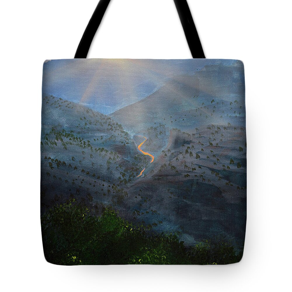 Salt River Tote Bag featuring the painting Salt River Canyon Sunset, Arizona by Chance Kafka