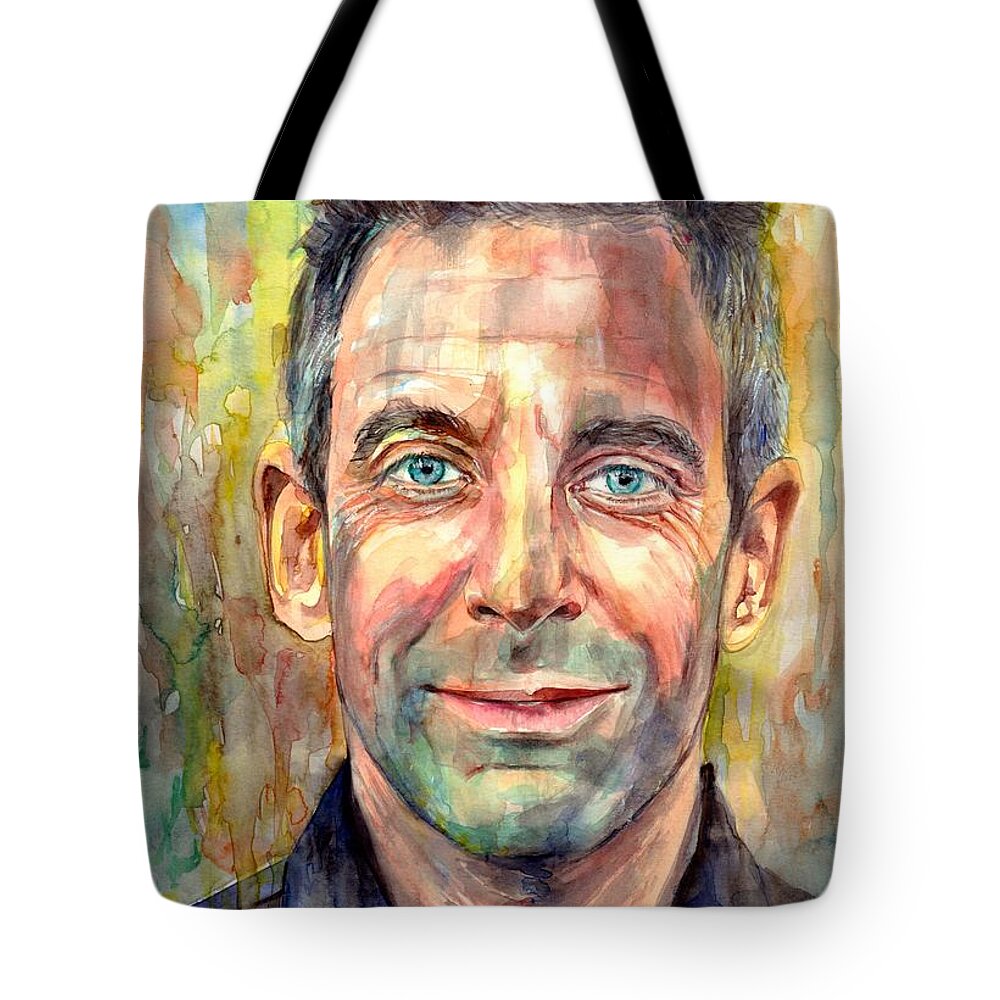 Sam Harris Tote Bag featuring the painting Sam Harris Portrait by Suzann Sines