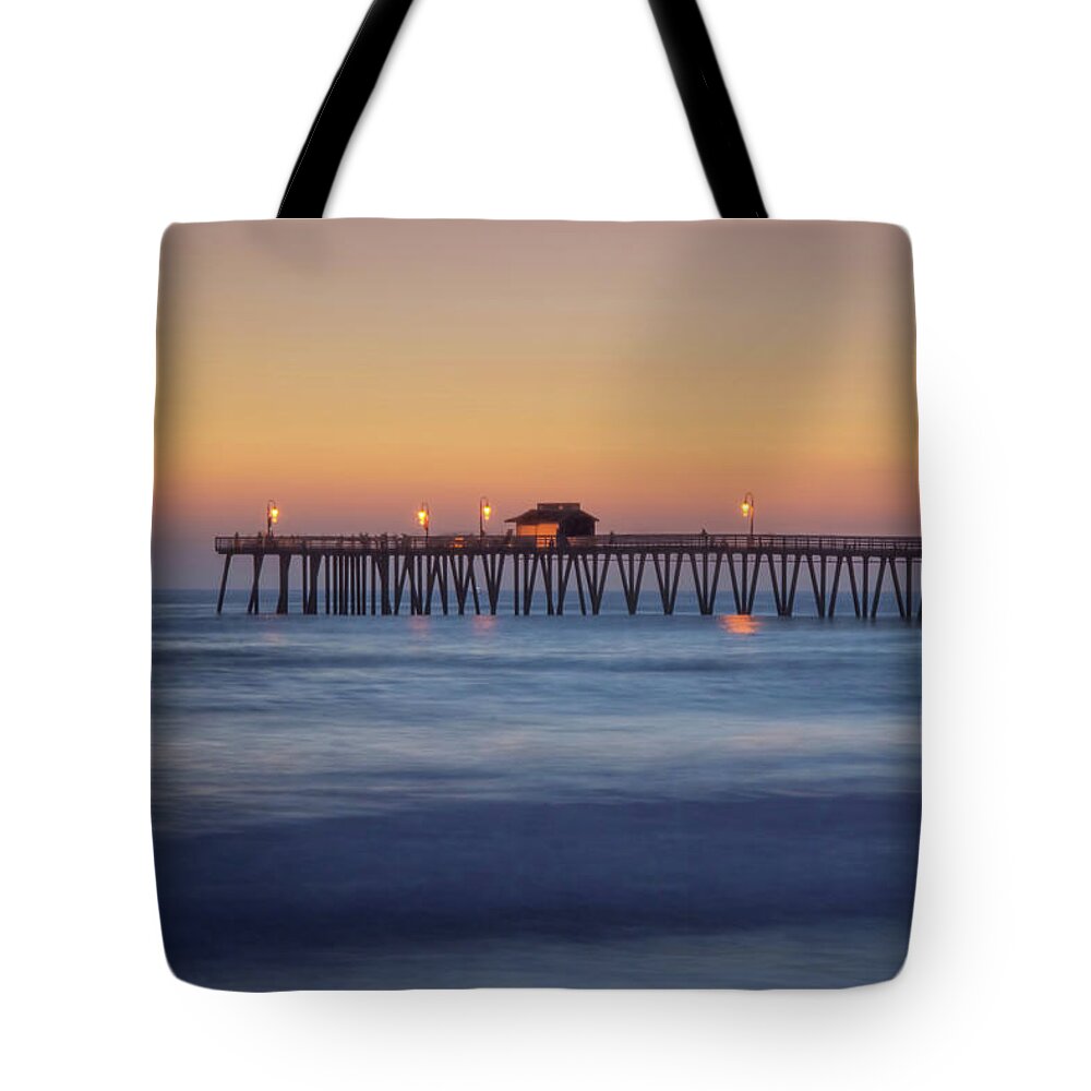 San Clemente Pier Tote Bag featuring the photograph San Clemente Pier Glow by Rebecca Herranen