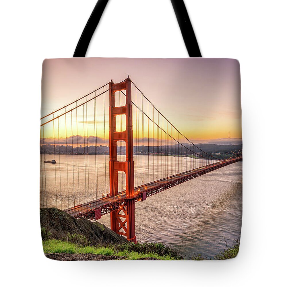 Bridge Tote Bag featuring the photograph San Francisco 03 - USA by Aloke Design