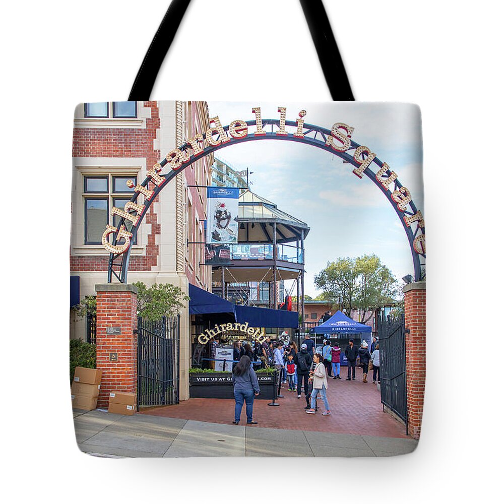 Wingsdomain Tote Bag featuring the photograph San Francisco Ghirardelli Chocolate Factory And Clock Tower R1780 by Wingsdomain Art and Photography