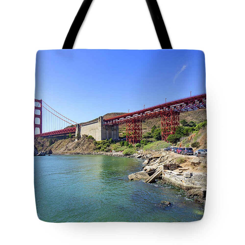 Wingsdomain Tote Bag featuring the photograph San Francisco Golden Gate Bridge Viewed From Marin County Side DSC7075 by Wingsdomain Art and Photography