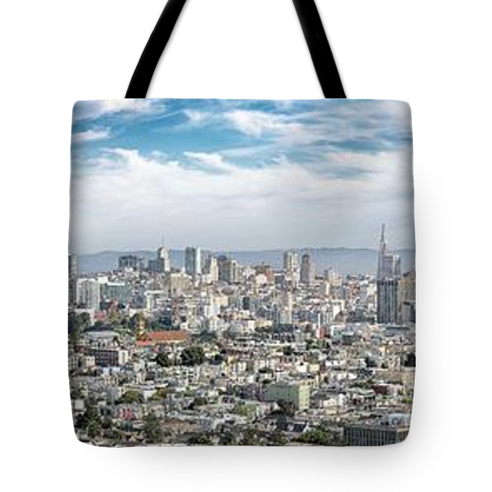 Panorama; Rudy Wilms; Veerle Lievens; California; San Francisco; Corona Heights; Www.rudywilms.com; Www.rudywilms.photography Tote Bag featuring the photograph San Francisco Panorama, Corona Heights by Rudy Wilms
