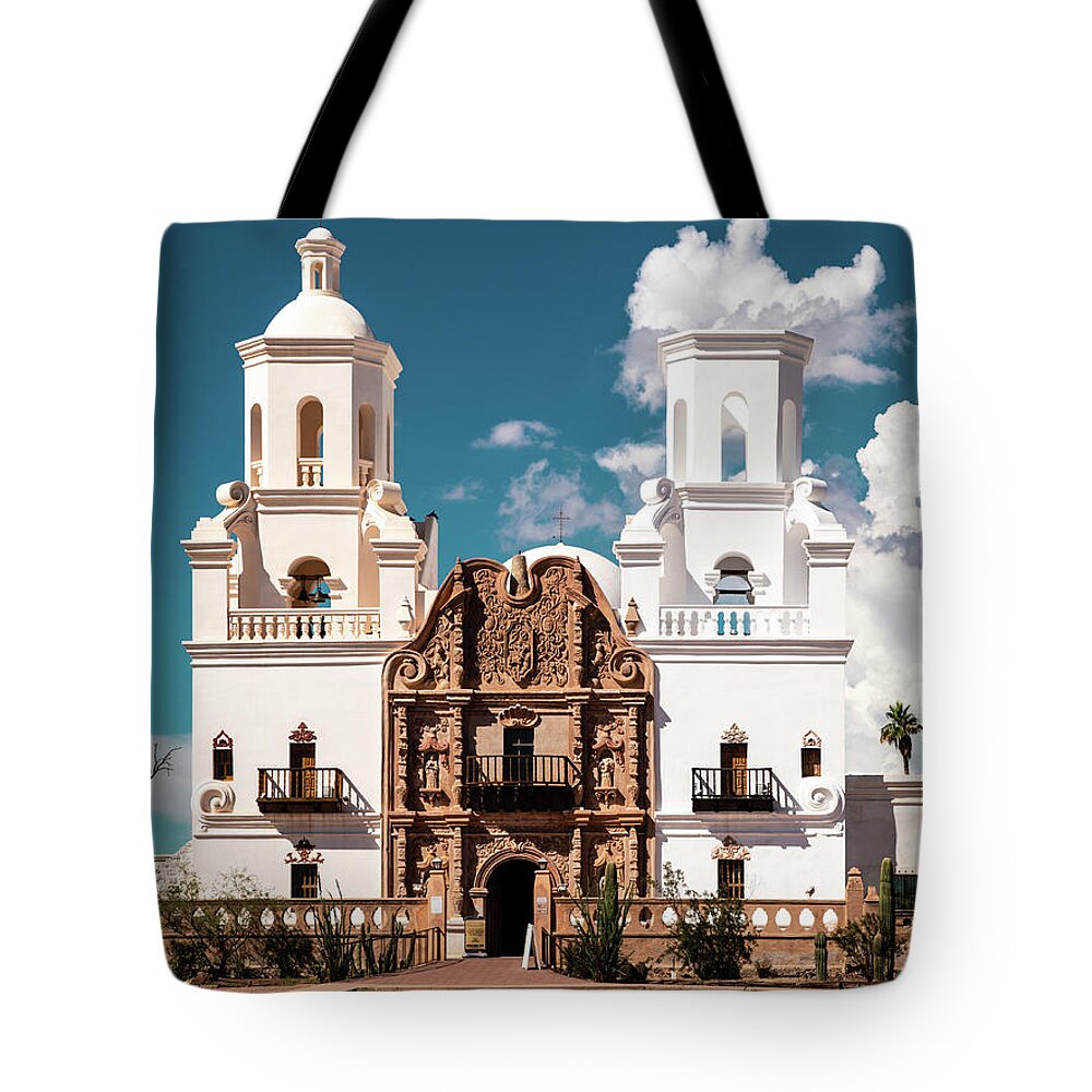 Historical Place Tote Bag featuring the photograph San Xavier Mission by Katie Dobies