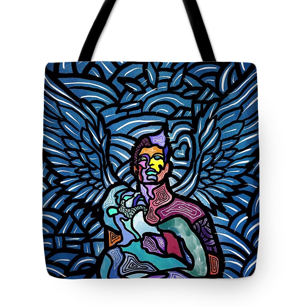 Angels Tote Bag featuring the digital art Sanctuary by Marconi Calindas