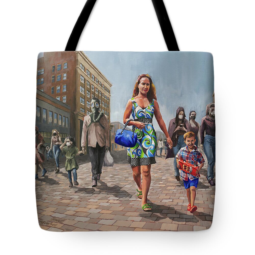 Art Tote Bag featuring the painting Sanity, Her Son, and the Credulous by Jordan Henderson