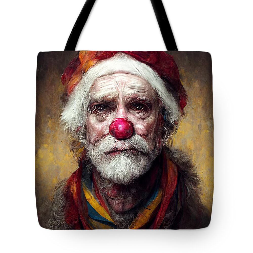 Santa Clown Tote Bag featuring the digital art Santa Clown by Trevor Slauenwhite