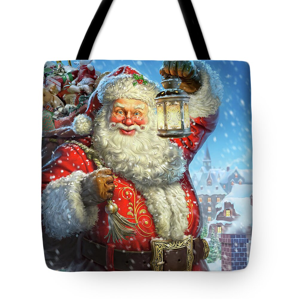 #faaAdWordsBest Tote Bag featuring the digital art Santa by Mark Fredrickson