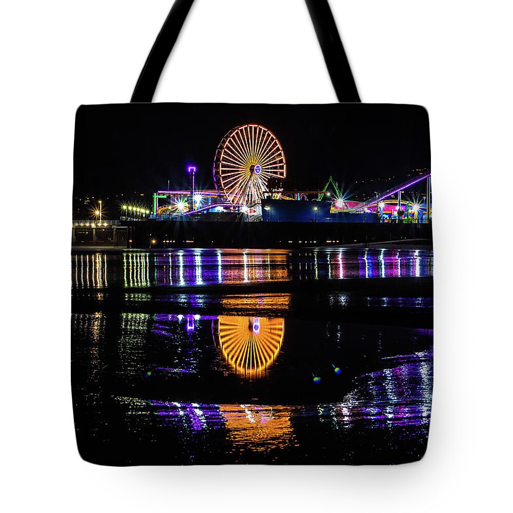 Santa Monica Pier at Night Tote Bag