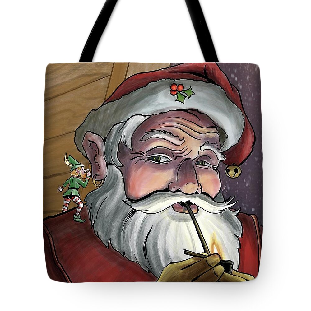 Santa Tote Bag featuring the digital art Santa Secret by Don Morgan