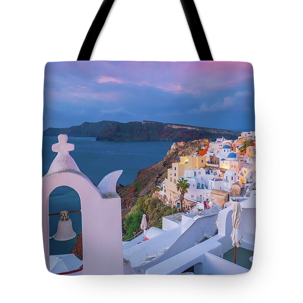 Blue Tote Bag featuring the photograph Santorini 09 by Aloke Design