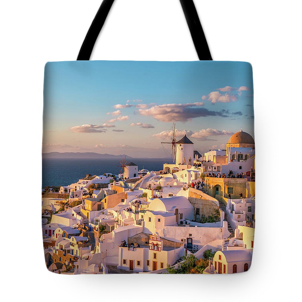 Santorini Tote Bag featuring the photograph Santorini 27 by Aloke Design