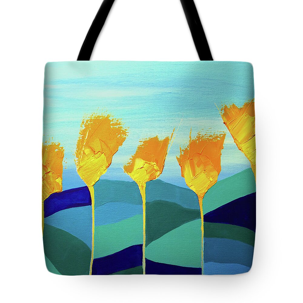 Flower Tote Bag featuring the mixed media Sassy Garden by Linda Bailey