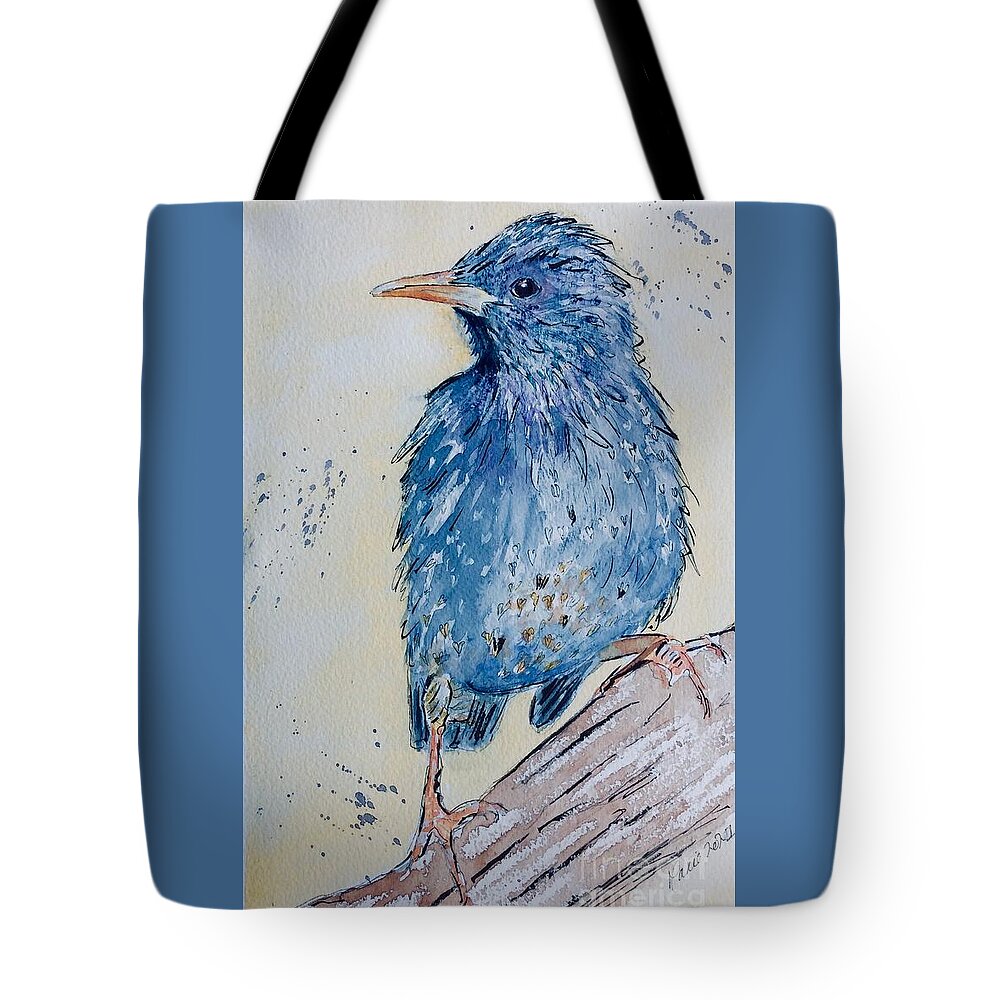 Starling Tote Bag featuring the painting Sassy Starling by Maxie Absell