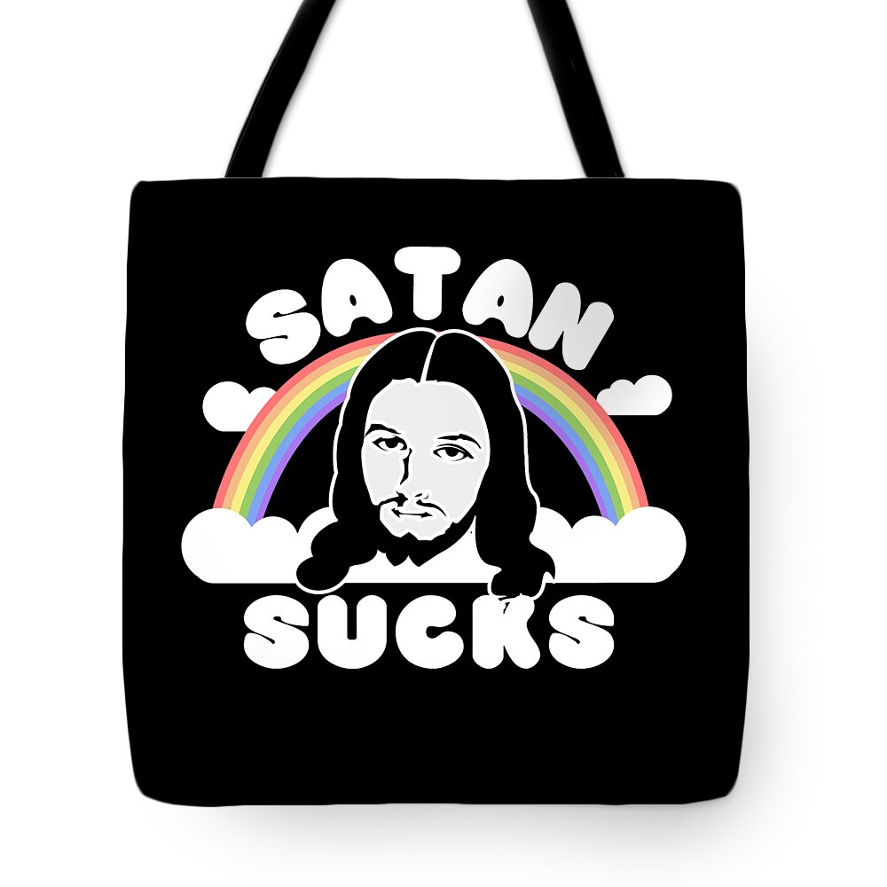 Funny Tote Bag featuring the digital art Satan Sucks by Flippin Sweet Gear