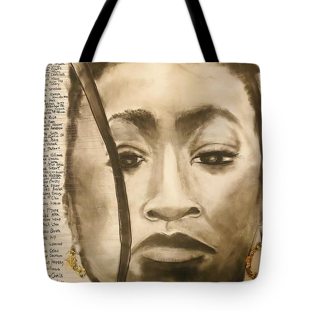  Tote Bag featuring the drawing Say their Names by Angie ONeal