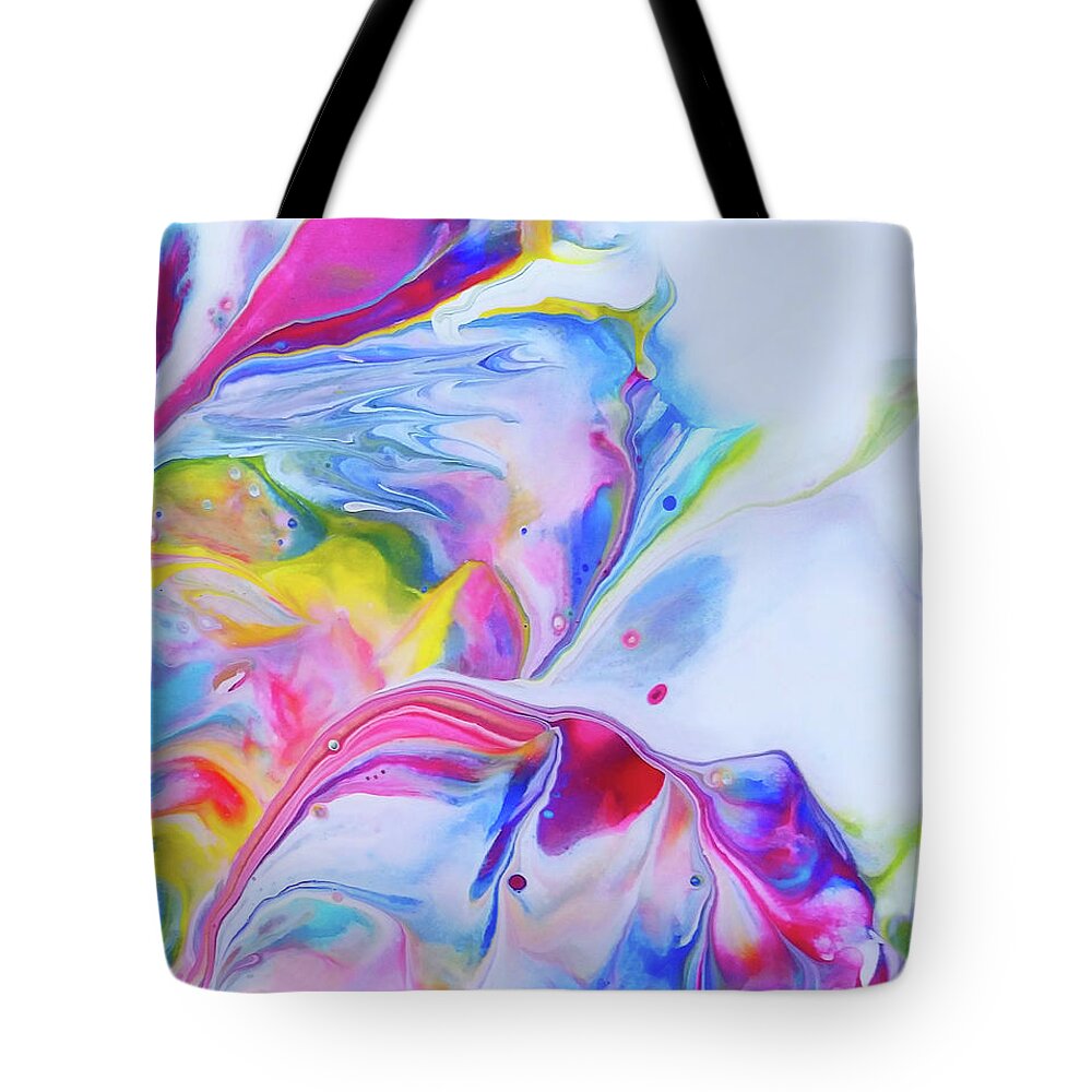 Rainbow Colors Tote Bag featuring the painting Sazzle by Deborah Erlandson