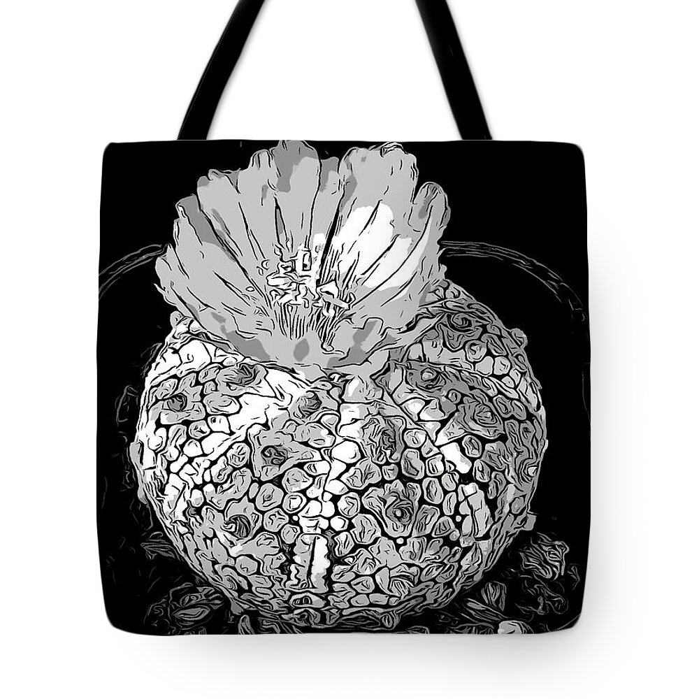 Cactus Tote Bag featuring the digital art SB Cactus Flower 0004D14 by Selena Boron