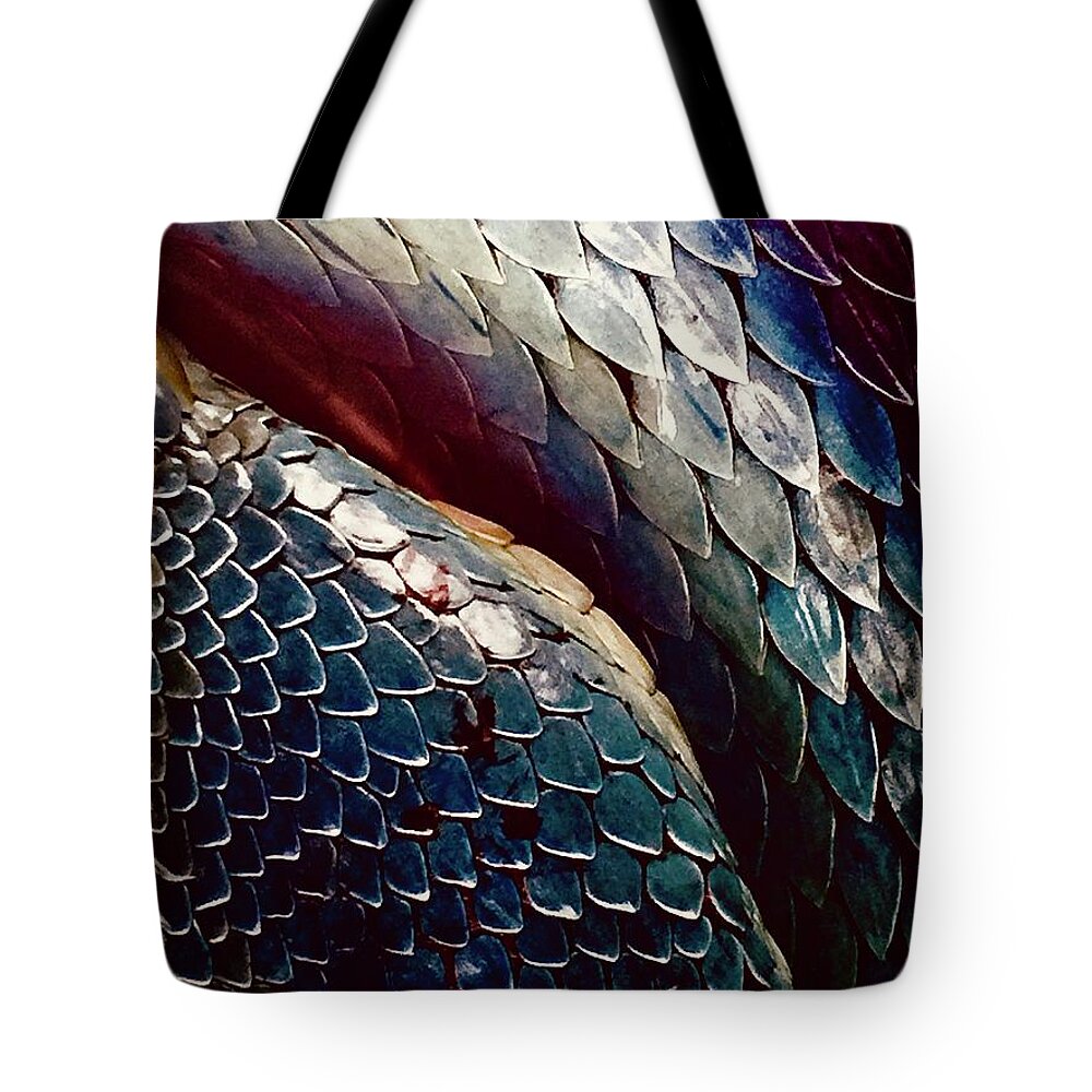 Reptile Tote Bag featuring the photograph Scales by Kerry Obrist