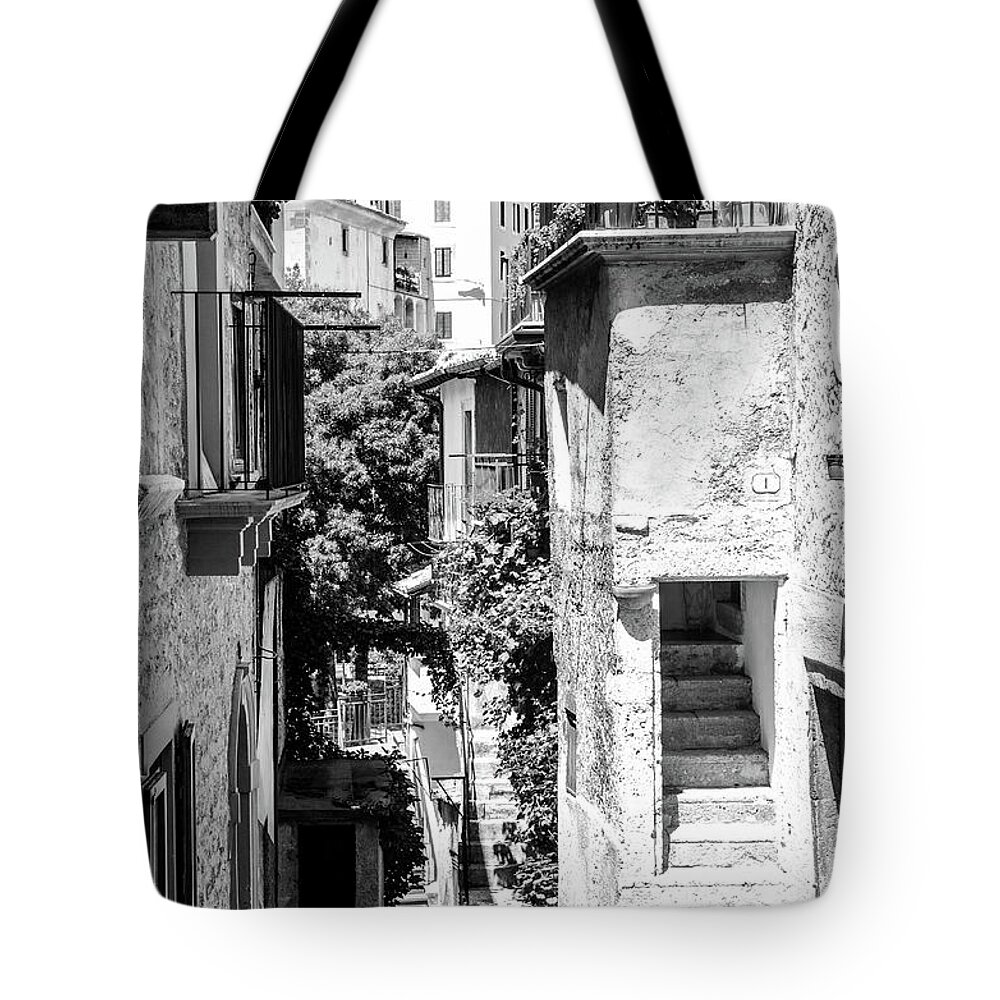 Italian Tote Bag featuring the photograph Scanno, Italy - BW 06 by AM FineArtPrints