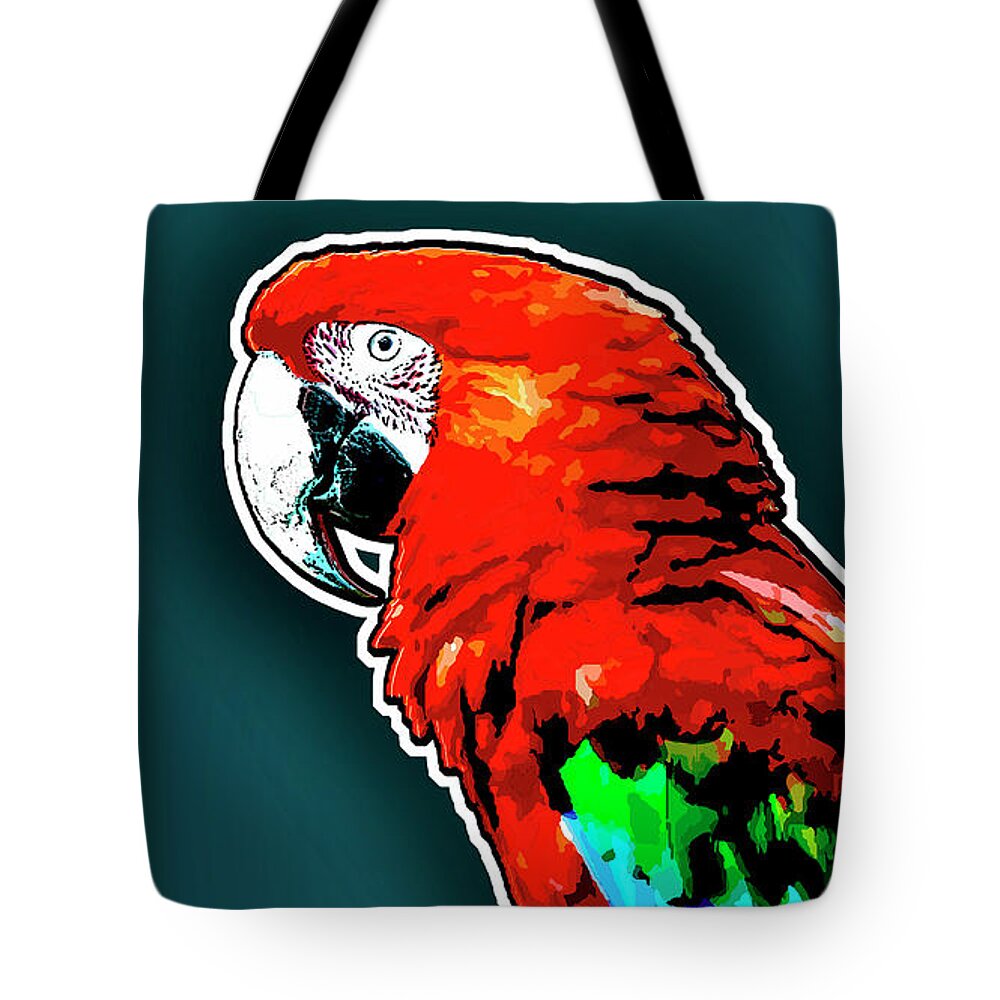 Scarlet Macaw Tote Bag featuring the digital art Scarlet Macaw by Gene Bollig