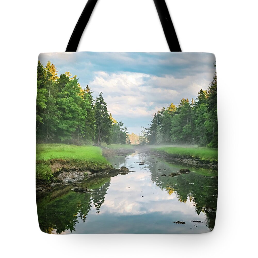 Mount Desert Narrows Tote Bag featuring the photograph Scene from Downeast by Katie Dobies
