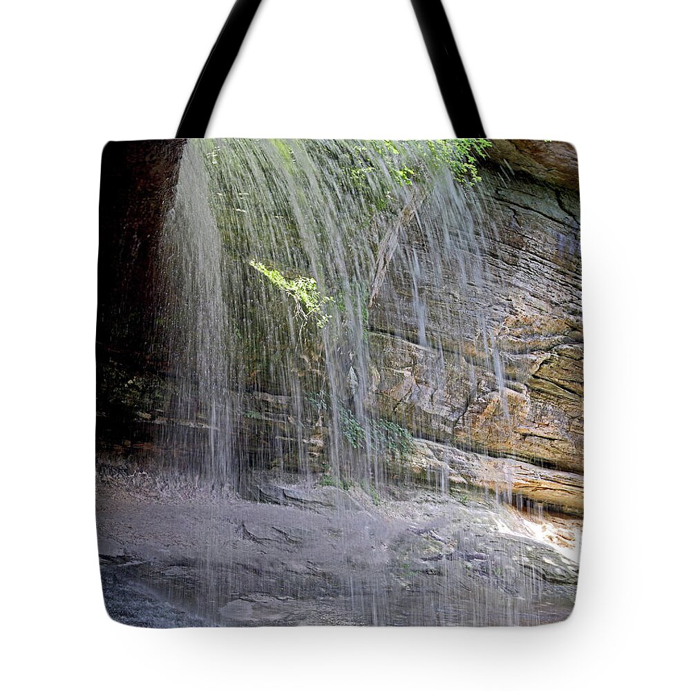 River Tote Bag featuring the photograph Scenic View Under Waterfall La Salle Canyon Starved Rock IL by Pete Klinger