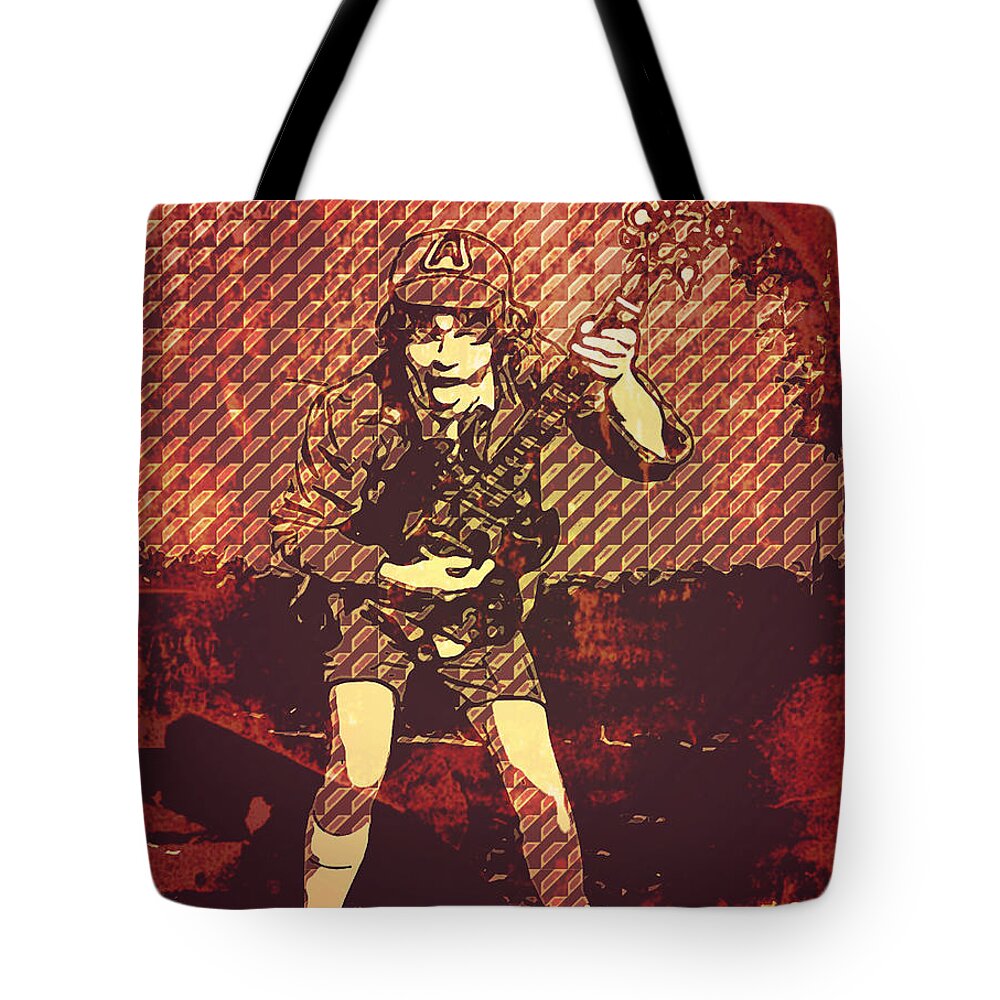 Acdc Tote Bag featuring the digital art School Boy Rock by Christina Rick