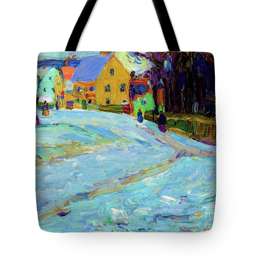 Schwabing Tote Bag featuring the painting Schwabing, Nikolaiplatz, Winter 1901 by Wassily Kandinsky