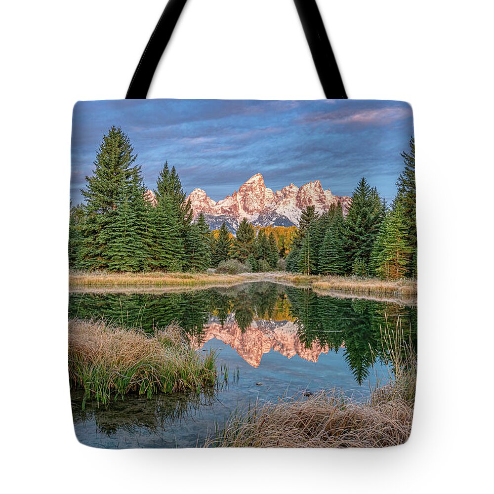 Schwabacher Tote Bag featuring the photograph Schwambacher Landing October Sunrise - Variant 1 by Kenneth Everett
