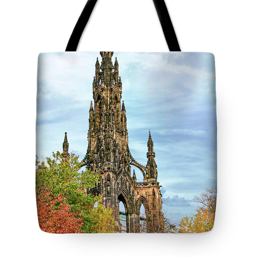 Edinburgh Tote Bag featuring the digital art Scots Memorial by SnapHappy Photos
