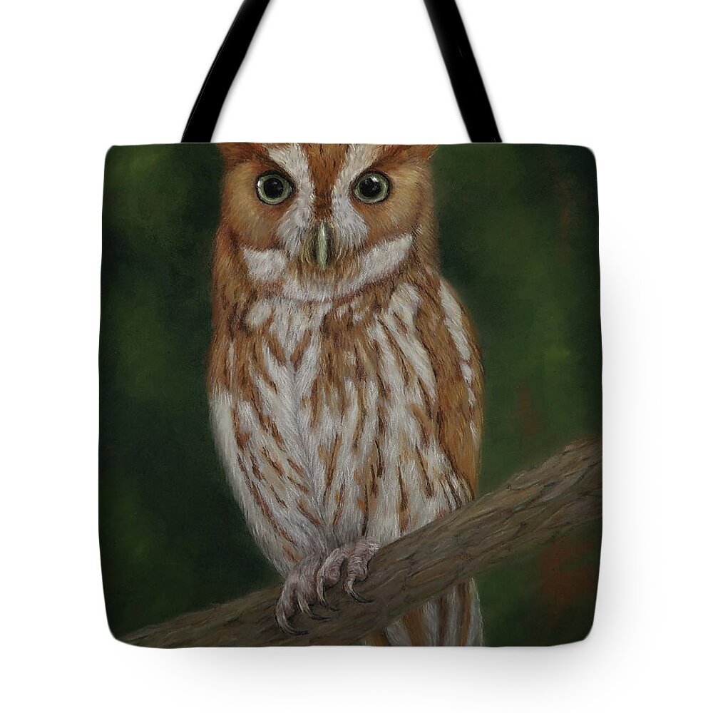 Bird Art Tote Bag featuring the painting Screech Owl by Monica Burnette