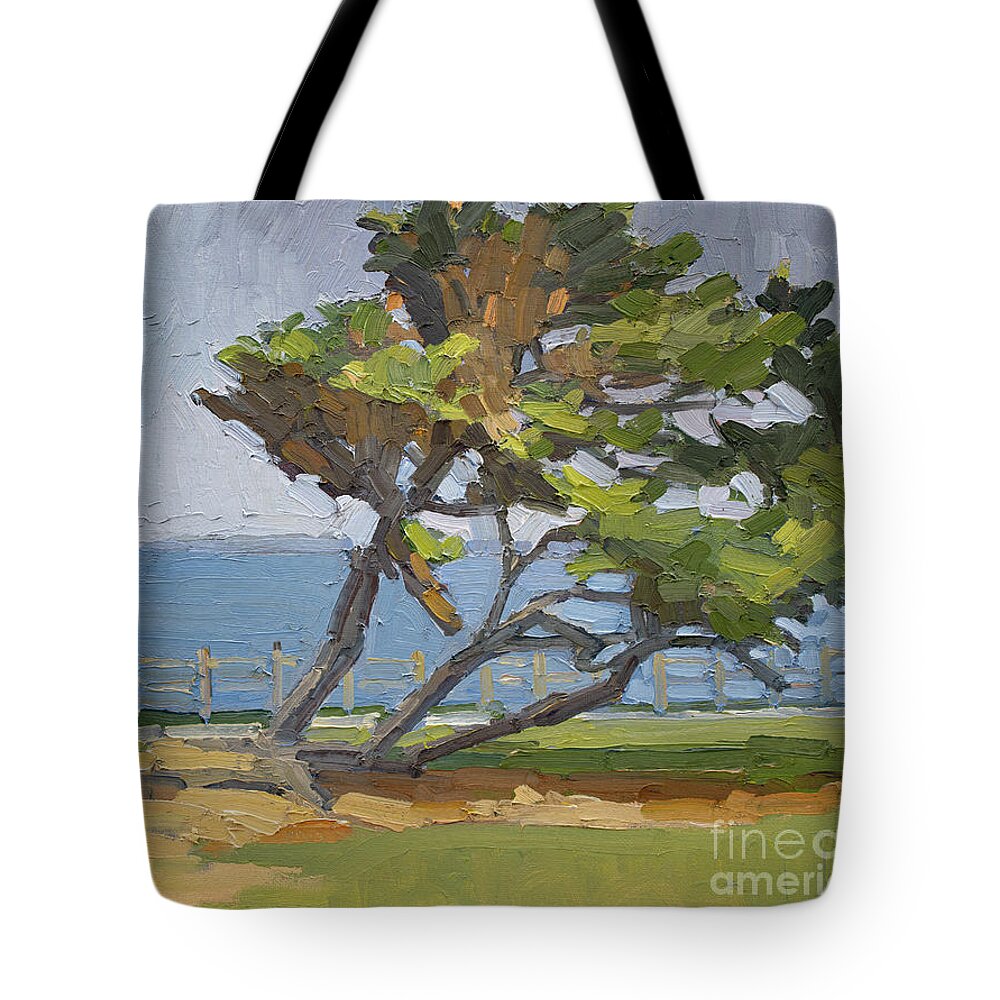 Scripps Park Tote Bag featuring the painting Scripps Park - La Jolla, California by Paul Strahm