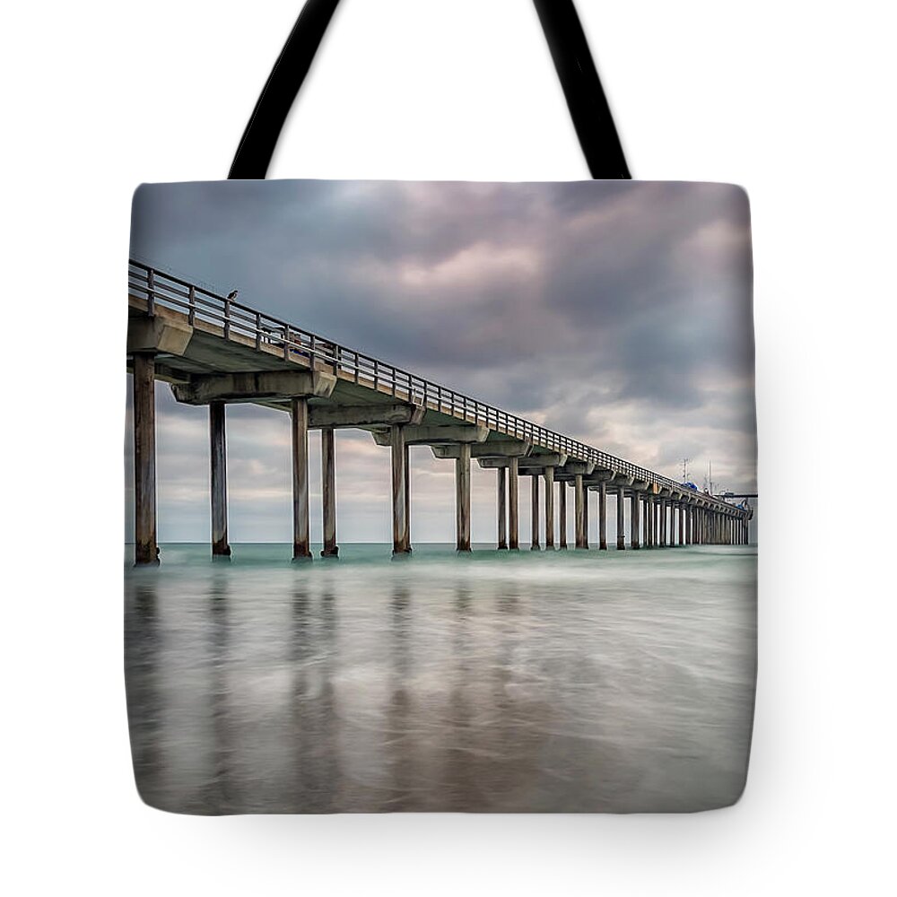 Gary Johnson Tote Bag featuring the photograph Scripps Pier by Gary Johnson