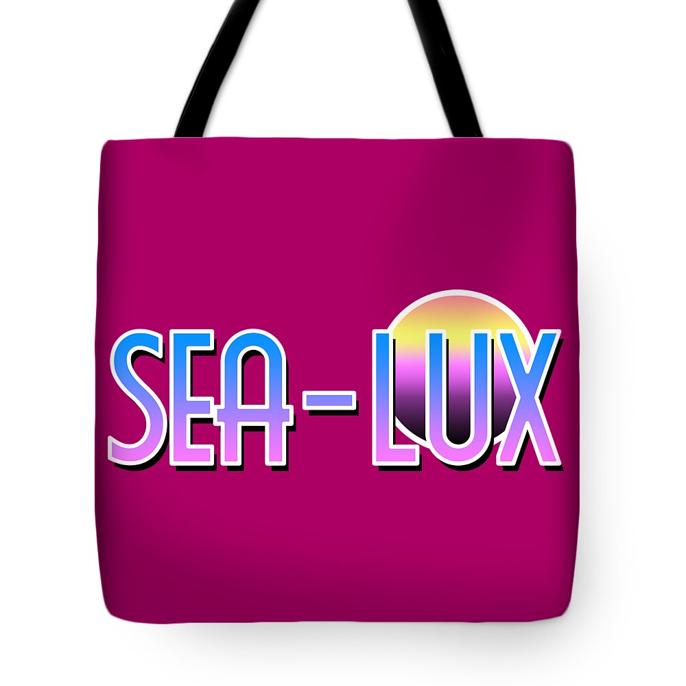 Sea Tote Bag featuring the digital art Sea Lux Retro Resort Logo by Christopher Lotito