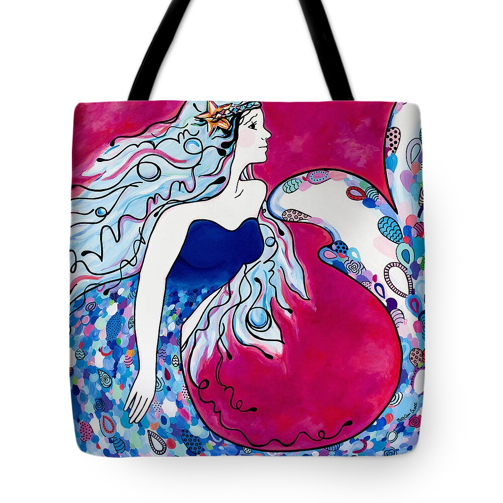 Mermaid Tote Bag featuring the painting Sea Princess by Beth Ann Scott