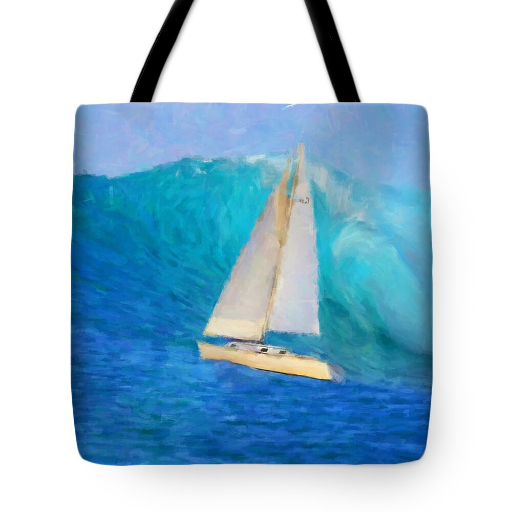 Nautical Tote Bag featuring the painting Sea Rush by Trask Ferrero
