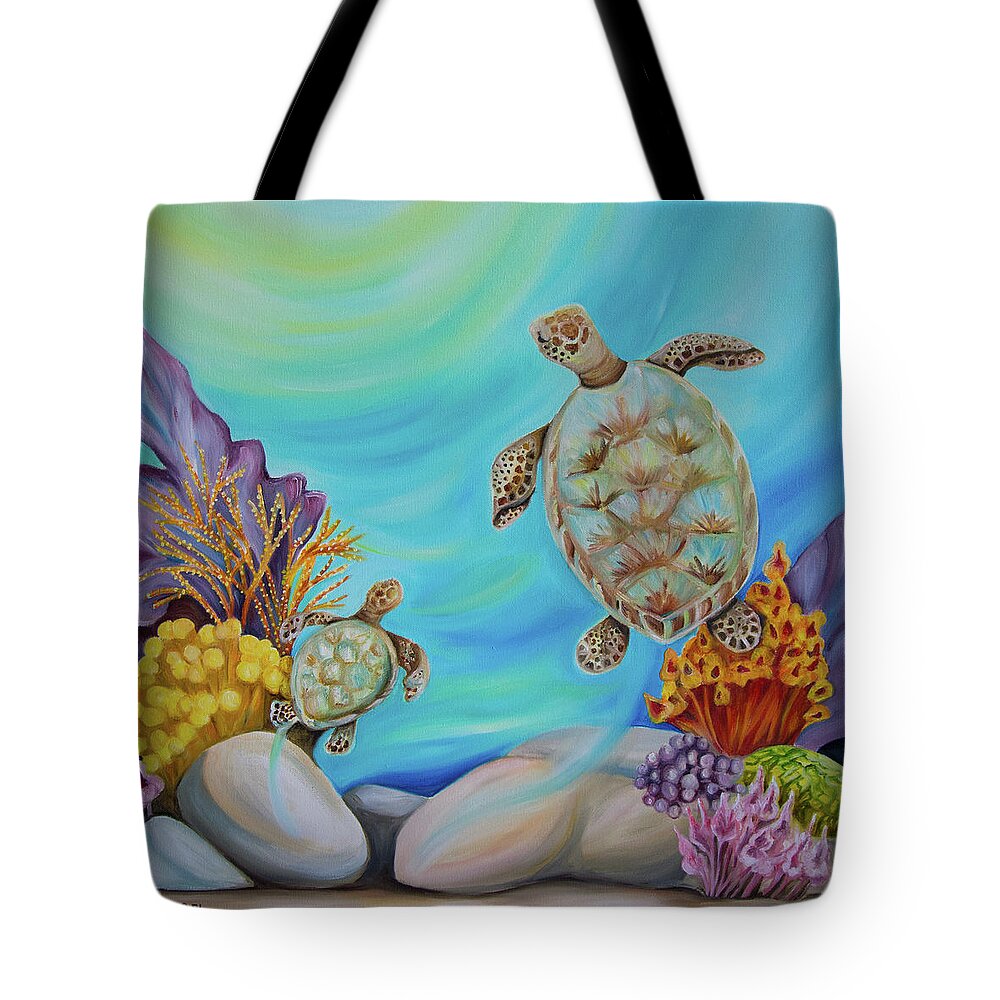 Sea Turtles Tote Bag featuring the painting Sea Turtles No. 01 by Barbara Noel