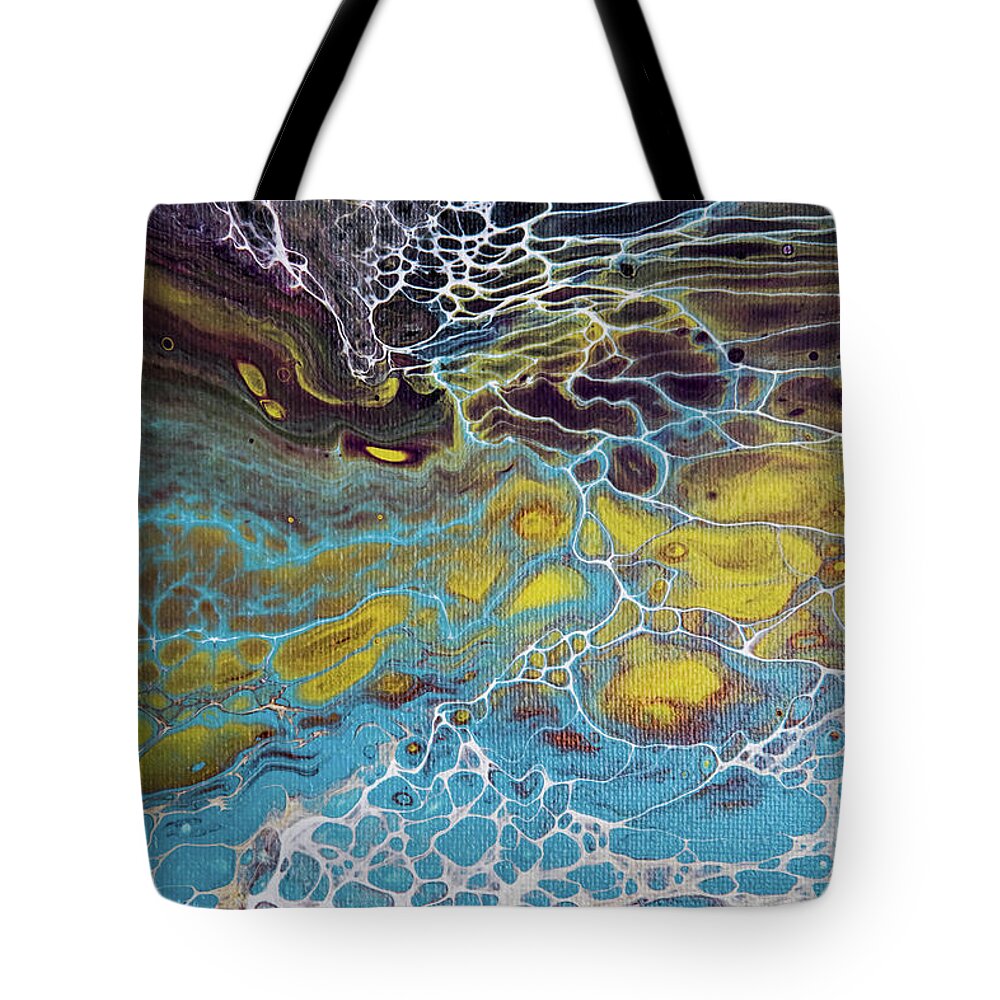 Abstract Tote Bag featuring the painting Seafoam Abstract by Jani Freimann