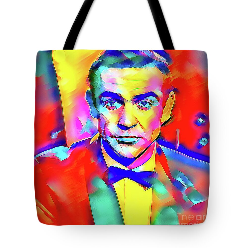 007 Tote Bag featuring the digital art Sean Connery - Martini Shaken Not Stirred by M G Whittingham