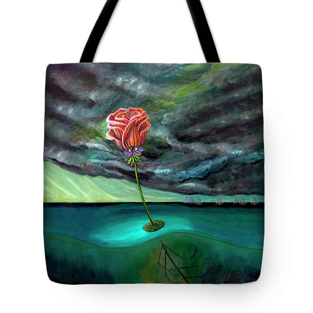 Optimistic Tote Bag featuring the painting Searching by Mindy Huntress